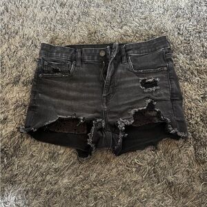 American Eagle Outfitters Charcoal Distressed Jean Shorts